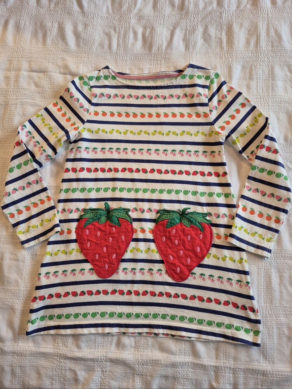 Mini Boden girls 7/8 years Strawberry Pockets Tunic Dress VGUC